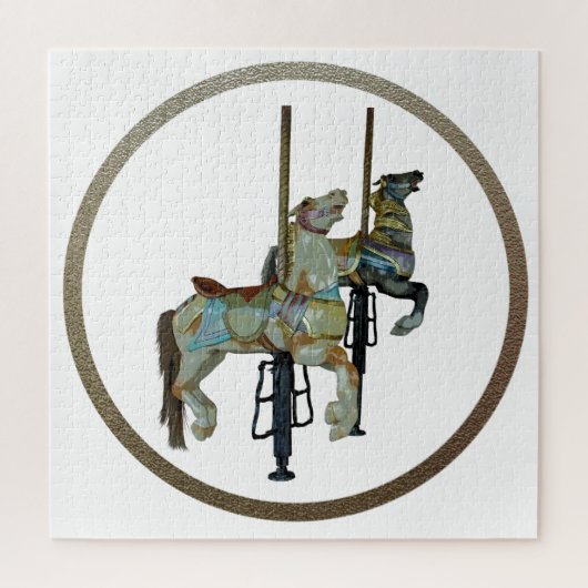 かわいらしゴーメリーラウンド回転木馬ウマ ジグソーパズル (縦)