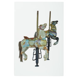 かわいらしゴーメリーラウンド回転木馬ウマ メタルプリント