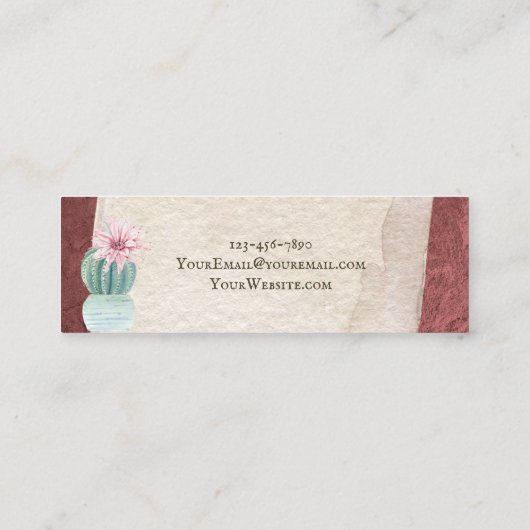 かわいらしサボテンと花 – Stucco Soutwestern スキニー名刺 (裏面)