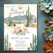かわいらしサボテンの花を咲かせ結婚る 招待状