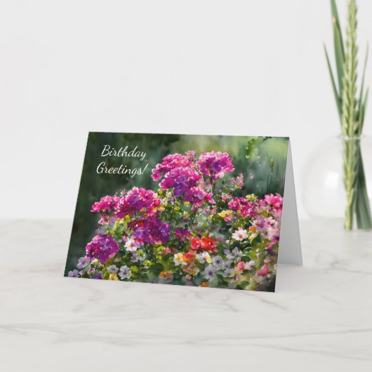 かわいらしサンシャインガーデンアート誕生日カード カード (正面)