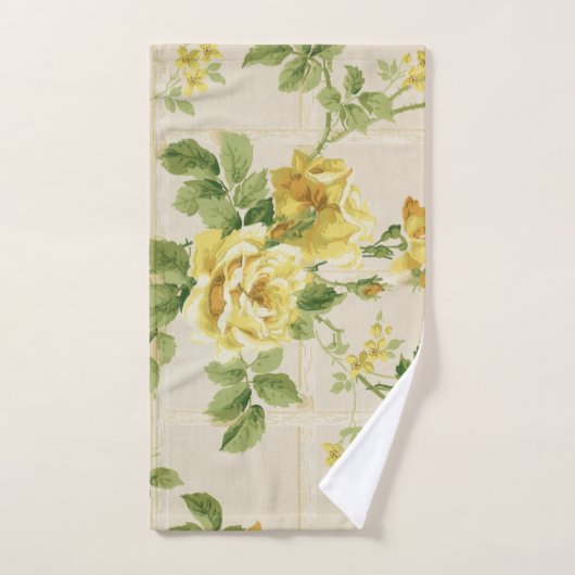 かわいらしシック素朴イエローローズオントレリス バスタオルセット (ハンドタオル)