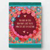 かわいらしシンプルフローラインスパイアハート引用文 フォトプラーク (正面)