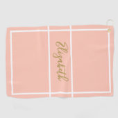 かわいらしシンプル名前をカスタムする付き桃 ゴルフタオル (横)