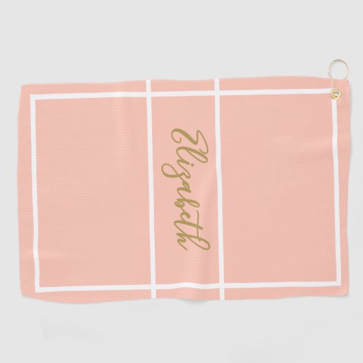 かわいらしシンプル名前をカスタムする付き桃 ゴルフタオル (横)