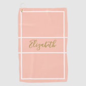 かわいらしシンプル名前をカスタムする付き桃 ゴルフタオル (正面)