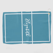 かわいらしシンプル海ブルー名前をカスタムする子宮 ゴルフタオル (横)