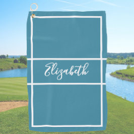 かわいらしシンプル海ブルー名前をカスタムする子宮 ゴルフタオル