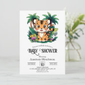 かわいらしシンプルTiger Digital Baby Shower 招待状 (スタンド正面)