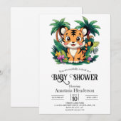 かわいらしシンプルTiger Digital Baby Shower 招待状 (正面/裏面)