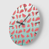 かわいらしスイカの薄切り種子 ラージ壁時計 (傾斜)