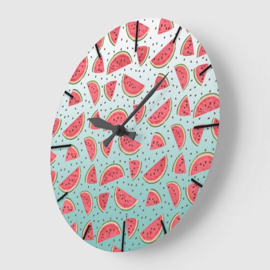 かわいらしスイカの薄切り種子 ラージ壁時計 (傾斜)