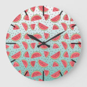 かわいらしスイカの薄切り種子 ラージ壁時計 (正面)