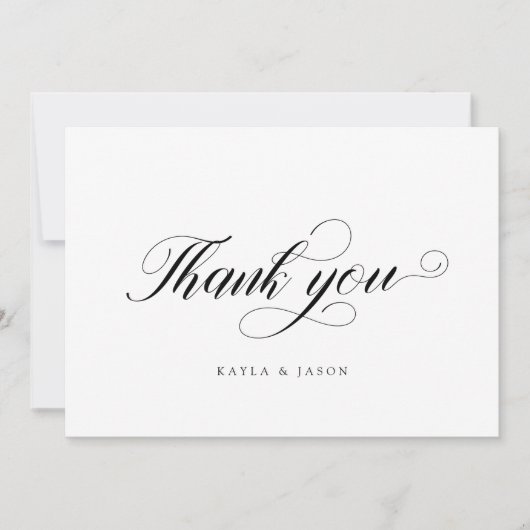 かわいらしスクリエレガントプトフォーマル結婚モダンの サンキューカード (正面)