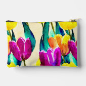 かわいらしスクリプトのチューリップの庭イエローベージュ アクセサリーポーチ (裏面)