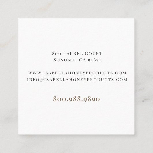 かわいらしスクリプト署名金ゴールドBee Skincare製品 スクエア名刺 (裏面)