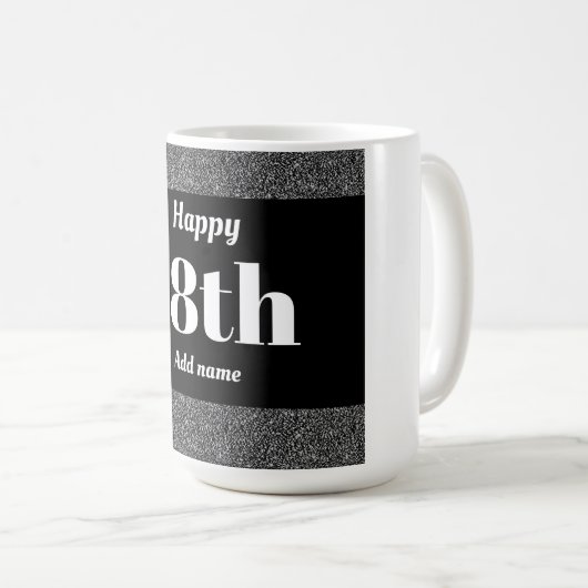 かわいらしスタイリッシュパーソナライズされた誕生日マグギフト18日 コーヒーマグカップ (正面右)
