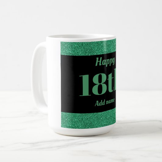 かわいらしスタイリッシュパーソナライズされた誕生日マグギフト18日 コーヒーマグカップ (正面左)