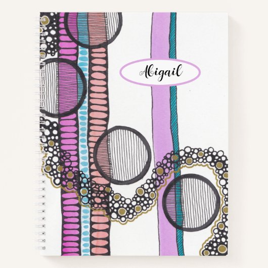 かわいらしストライプ円が鳴るパーソナライズされた。 ノートブック (正面)