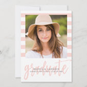 かわいらしストライプ編集可能カラー卒業招待状 招待状 (正面)