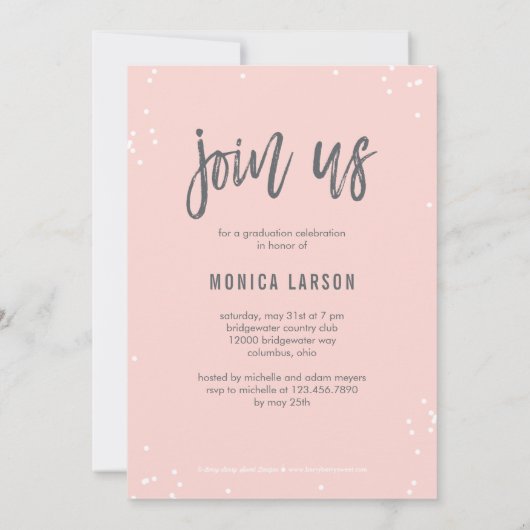 かわいらしストライプ編集可能カラー卒業招待状 招待状 (裏面)