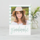 かわいらしストライプ編集可能カラー卒業招待状 招待状 (スタンド正面)