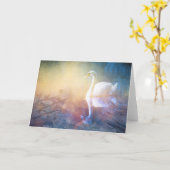 かわいらしスワンオンファンタジーレイクグリーティングカード カード (黄色い花)