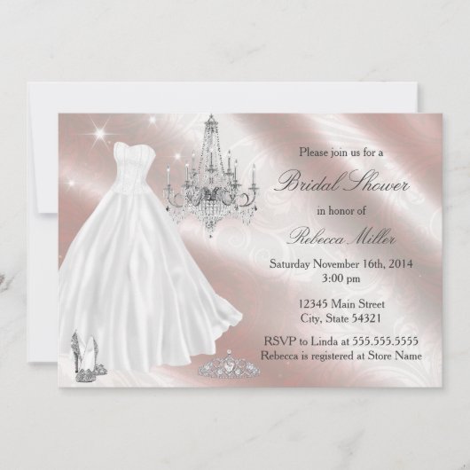 かわいらしス結婚ドレスブライダルシャワー招待状 招待状 (正面)