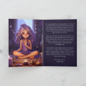 かわいらしズめい想ヨガガガールパープル金ゴールド誕生日 カード (内部)