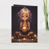 かわいらしズめい想ヨガガガールパープル金ゴールド誕生日 カード (裏面)