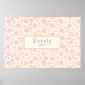 かわいらしソフトフラワーカスタムズベビーネームアート ポスター (正面)