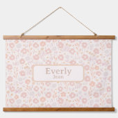 かわいらしソフトフラワーカスタムズベビーネームアート 吊り下げ型タペストリー (正面)