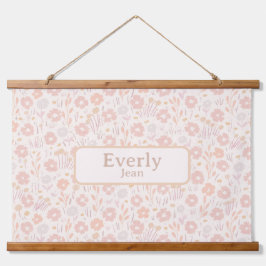 かわいらしソフトフラワーカスタムズベビーネームアート 吊り下げ型タペストリー