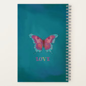 かわいらしタイポグラフィ蝶ピンクの名前 ノートブック (裏面)