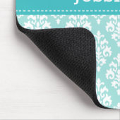 かわいらしターコイズブルーとミントダマスクのパターン名 マウスパッド (コーナー)