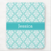 かわいらしターコイズブルーとミントダマスクのパターン名 マウスパッド (正面)