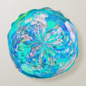 かわいらしターコイズブルーガラス効果円 ラウンドクッション (裏面)