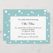 かわいらしターコイズ水玉模様 招待状 (正面/裏面)