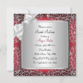 かわいらしダイヤモンドボウ&スパークルスワールレッドスウィート16 招待状 (裏面)