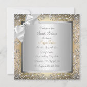 かわいらしダイヤモンドボウ&スパークルスワール金ゴールドスウィート16 招待状 (裏面)