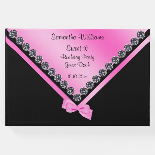 かわいらしダイヤモンド&ピンクボウスウィート16 ゲストブック (正面)