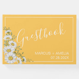 かわいらしダフォディルイエロー&ホワイトデイジーズゲストブック ゲストブック