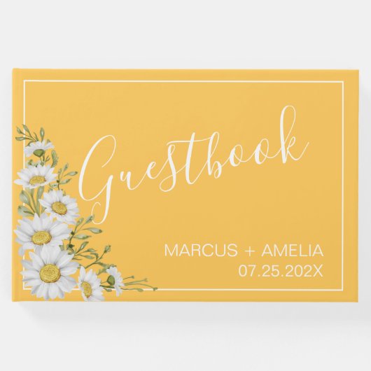 かわいらしダフォディルイエロー&ホワイトデイジーズゲストブック ゲストブック (正面)
