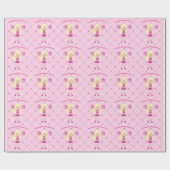 かわいらしチアリーティングガールカスタムピンク誕生日 ラッピングペーパー (フラット)