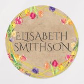 かわいらしチューリガーリーップフローラ名パーソナライズされた学校 ラベル (デザイン2)