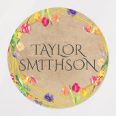 かわいらしチューリガーリーップフローラ名パーソナライズされた学校 ラベル (デザイン1)