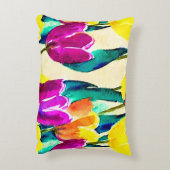 かわいらしチューリ芸術的ップのアートワーク水彩紫色 アクセントクッション (裏面(縦))