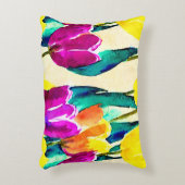 かわいらしチューリ芸術的ップのアートワーク水彩紫色 アクセントクッション (正面(垂直))