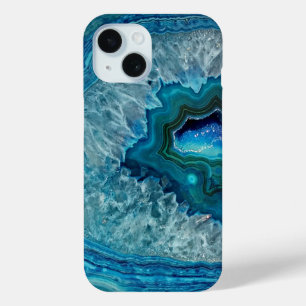 かわいらしティール(緑がかった色)アクアターコイズジオードロックパターン iPhone 15ケース