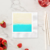 かわいらしティール（緑がかった色）ウォーター海ショアビーチをテーマにした 縁ありカクテルナプキン (インサイチュ)